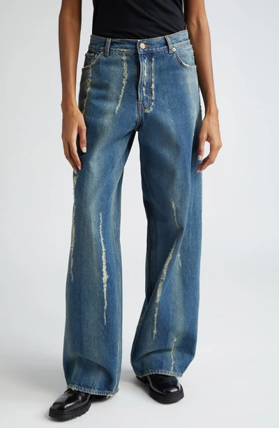 Haikure Bethany Distressed Wide Leg Jeans In Wire Blue