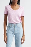 Atm Anthony Thomas Melillo V-neck Slub Cotton T-shirt In Pink