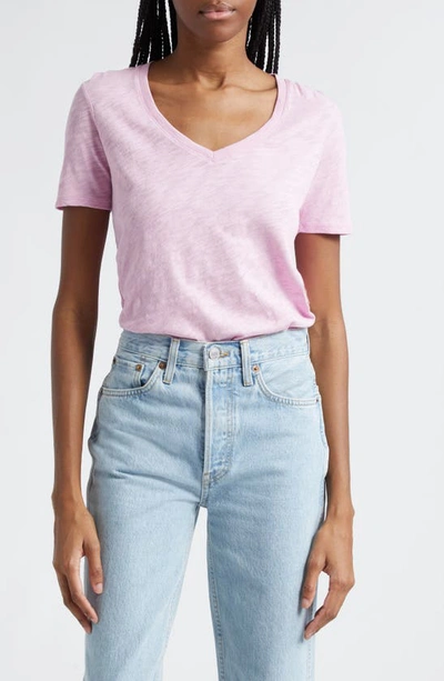 Atm Anthony Thomas Melillo V-neck Slub Cotton T-shirt In Misty Mauve