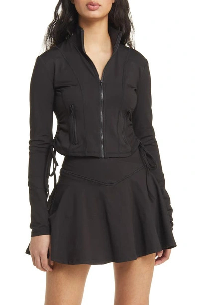 Pacsun Free Form Drawstring Cinched Zip Jacket In Meteorite