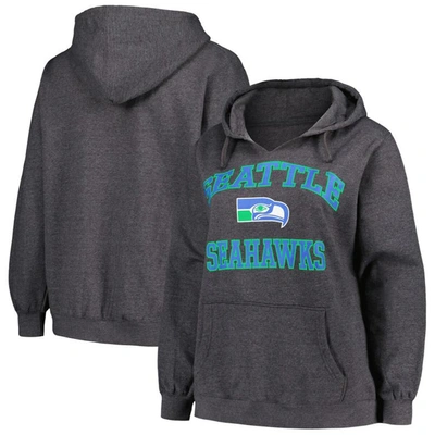 Fanatics Branded Charcoal Seattle Seahawks Plus Size Heart And Soul V-neck Pullover Hoodie