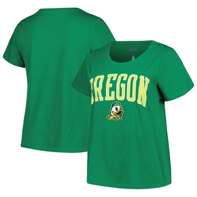 Profile Green Oregon Ducks Plus Size Arch Over Logo Scoop Neck T-shirt