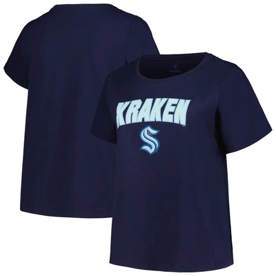 Profile Deep Sea Blue Seattle Kraken Plus Size Arch Over Logo T-shirt In Navy