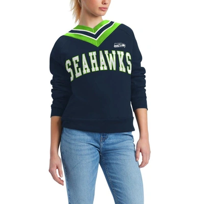 Tommy Hilfiger Navy Seattle Seahawks Heidi V-neck Pullover Sweatshirt