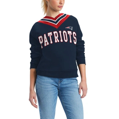 Tommy Hilfiger Navy New England Patriots Heidi V-neck Pullover Sweatshirt