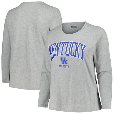 Profile Heather Gray Kentucky Wildcats Plus Size Arch Over Logo Scoop Neck Long Sleeve T-shirt