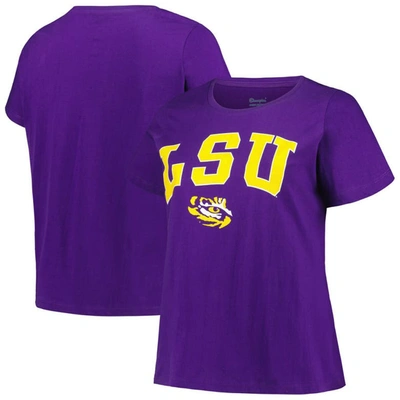 Profile Purple Lsu Tigers Plus Size Arch Over Logo Scoop Neck T-shirt