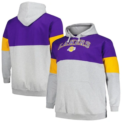 Fanatics Men's  Purple, Gold Los Angeles Lakers Big And Tall Pullover Hoodie In Purple,gold