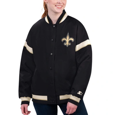 Starter Black New Orleans Saints Tournament Full-snap Varsity Jacket