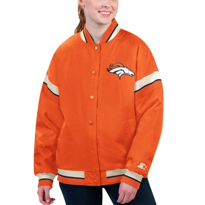Starter Orange Denver Broncos Tournament Full-snap Varsity Jacket