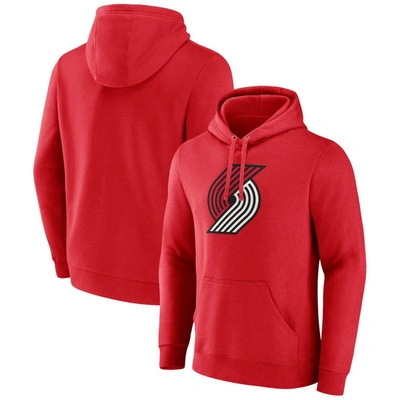 Fanatics Branded  Red Portland Trail Blazers Primary Logo Pullover Hoodie