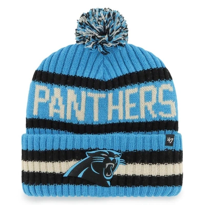 47 '  Blue Carolina Panthers Bering Cuffed Knit Hat With Pom