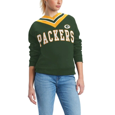 Tommy Hilfiger Green Green Bay Packers Heidi V-neck Pullover Sweatshirt