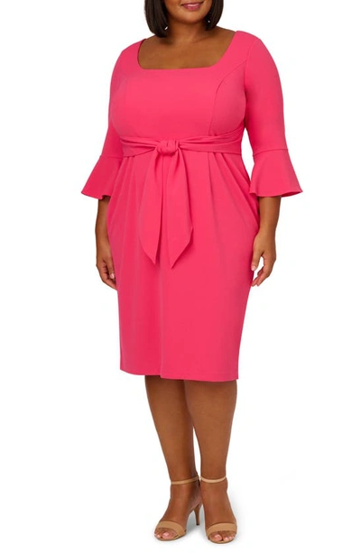 Adrianna Papell Tie Front Sheath Dress In Camellia