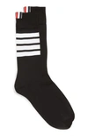 Thom Browne Stripe Crew Socks In Black