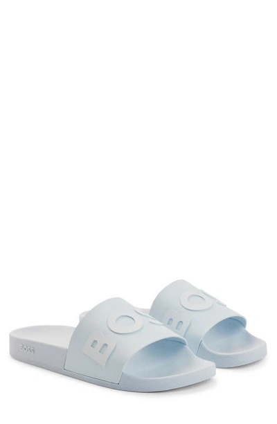 Hugo Boss Bay Slide Sandal In Light/ Pastel Blue