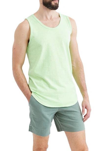 Goodlife Sunfaded Slub Scallop Tank Top In Neon Green
