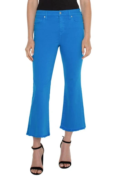 Liverpool Los Angeles Hannah Frayed Crop Flare Jeans In Diva Blue