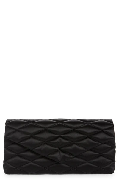 Saint Laurent Large Sade Satin Puffer Clutch In 1000 Nero/ Nero