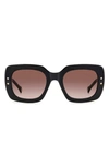 Carolina Herrera 52mm Rectangular Sunglasses In Black Burgundy Brown