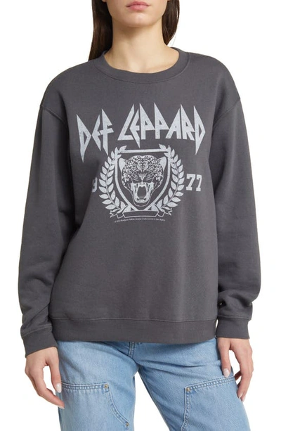 Vinyl Icons Def Leppard Fleece Graphic Sweatshirt In Washed Black