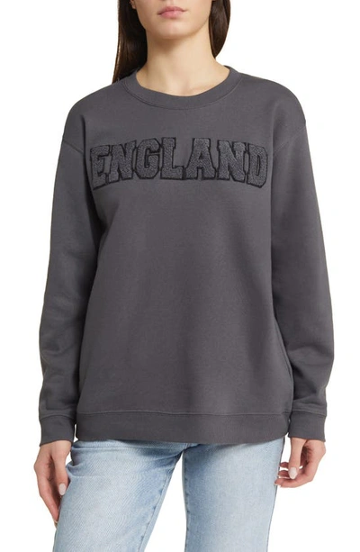 Vinyl Icons England Patch Cotton Blend Fleece Sweatshirt In Washed Black
