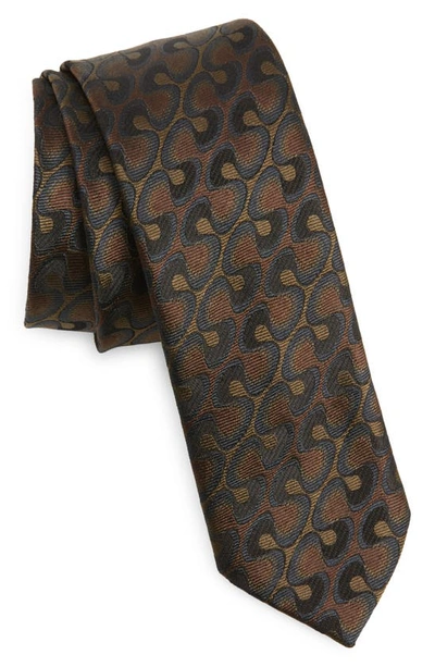 Dries Van Noten Abstract Silk Jacquard Tie In Khaki