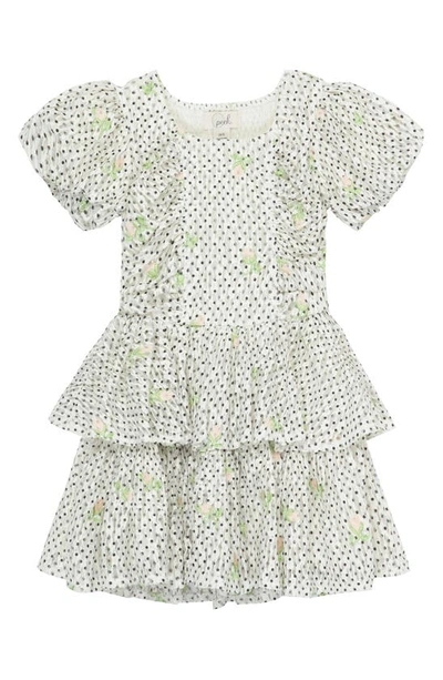 Peek Aren't You Curious Kids' Polka Dot Embroidered Tiered Dress In Off-white