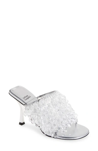 Jeffrey Campbell Crystlz Mule In Silver Clear