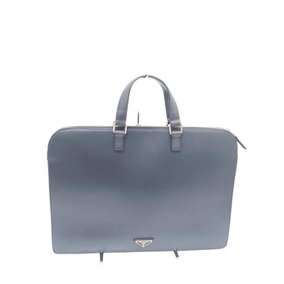 Prada Saffiano Navy Leather Briefcase Bag ()
