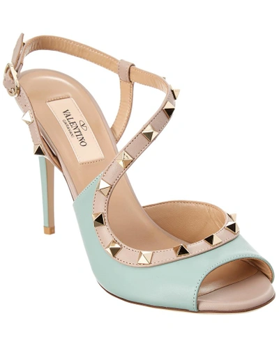 Valentino Garavani Rockstud Leather Sandal In Green