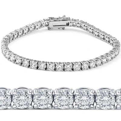 Pompeii3 11ct Lab-created Diamond Tennis Bracelet 14k White Gold 7" In Multi
