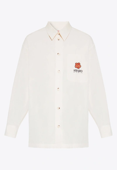 Kenzo Boke-flower Embroidered Shirt In Cream