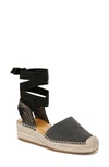 Franco Sarto Britney Ankle Wrap Espadrille Sandal In Black Fabric