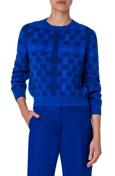 Akris Braided Cashmere & Wool Sweater In 777 Ink-light Denim-denim
