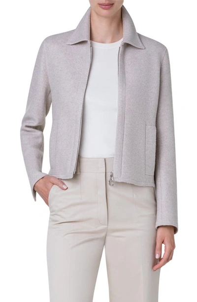 Akris Cashmere Jersey Jacket In Greige