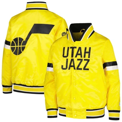 Starter Kids' Youth  Yellow Utah Jazz Home Game Varsity Satin Full-snap Jacket