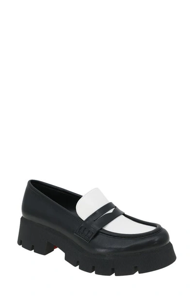 Bcbgeneration Rama Platform Penny Loafer In Black,cloud Dancer