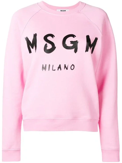 Msgm Logo Printed Sweatshirt In Pink