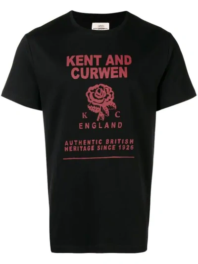 Kent & Curwen Logo Rose Band Printed T In Black