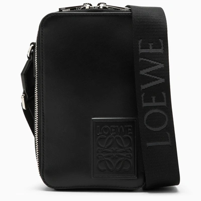 Loewe Logo-debossed Leather Messenger Bag In Black
