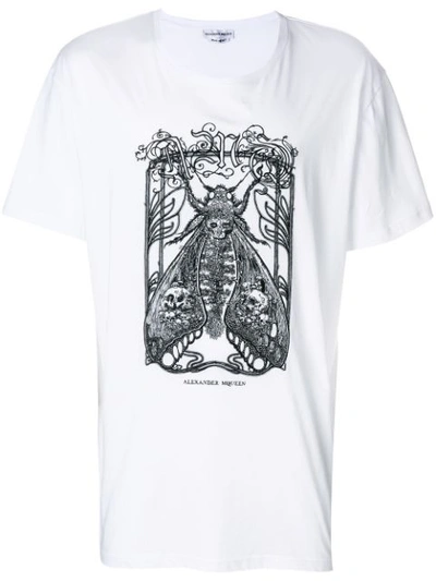 Alexander Mcqueen Moth Embroidered T-shirt In White