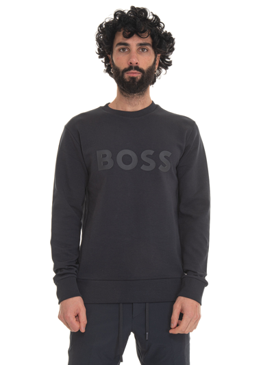 Hugo Boss Cotton Sweatshirt In Blue
