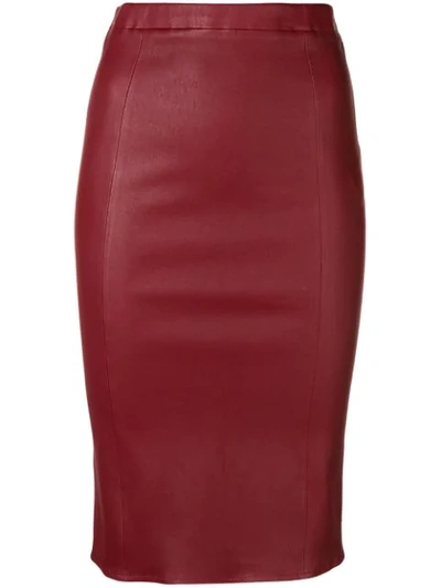 Arma Fitted Pencil Midi Skirt - Red