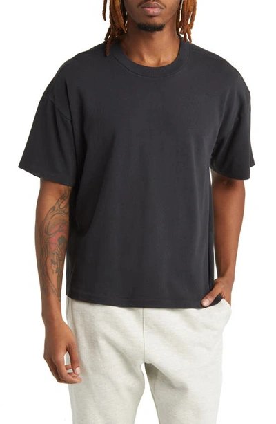 Elwood Boxy Heavyweight Cotton Crop T-shirt In Coal