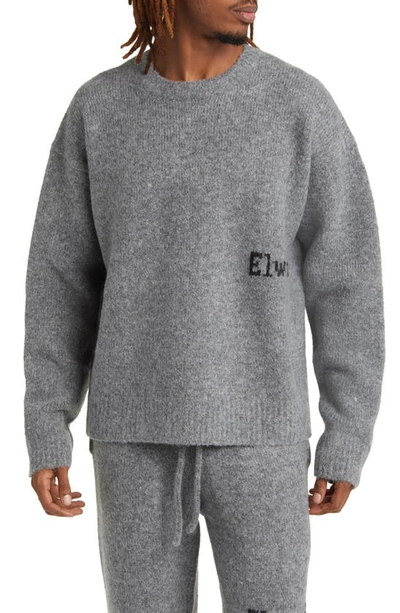 Elwood Oversize Crewneck Sweater In Charcoal