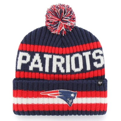 47 '  Navy New England Patriots Bering Cuffed Knit Hat With Pom