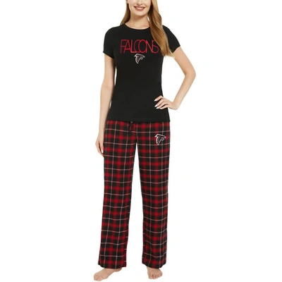 Concepts Sport Black/red Atlanta Falcons Arctic T-shirt & Flannel Pants Sleep Set