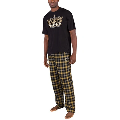 Concepts Sport Black/gold New Orleans Saints Arctic T-shirt & Flannel Pants Sleep Set