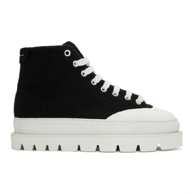 Mm6 Maison Margiela Mm6 Sneaker High Sole In Black + White